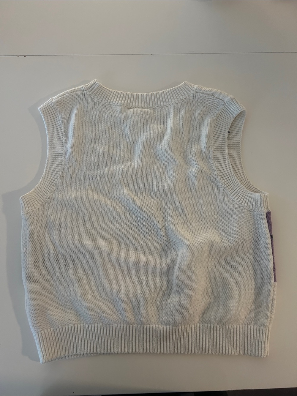 H&M White Knit Vest with Yellow, Orange, Purple, Gray Smiley Faces - Picture 3 of 3